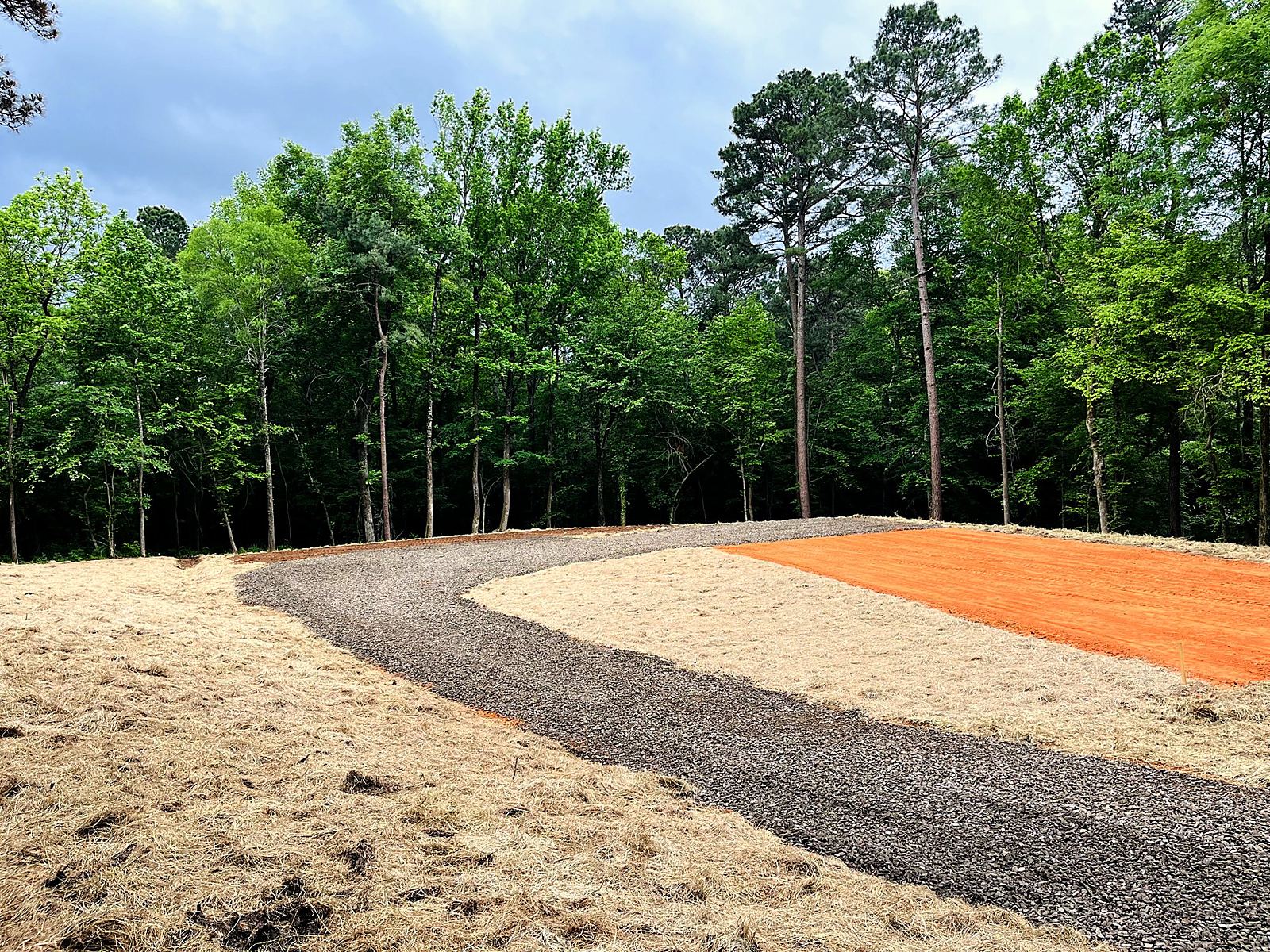 Pad and gravel apron, compacted