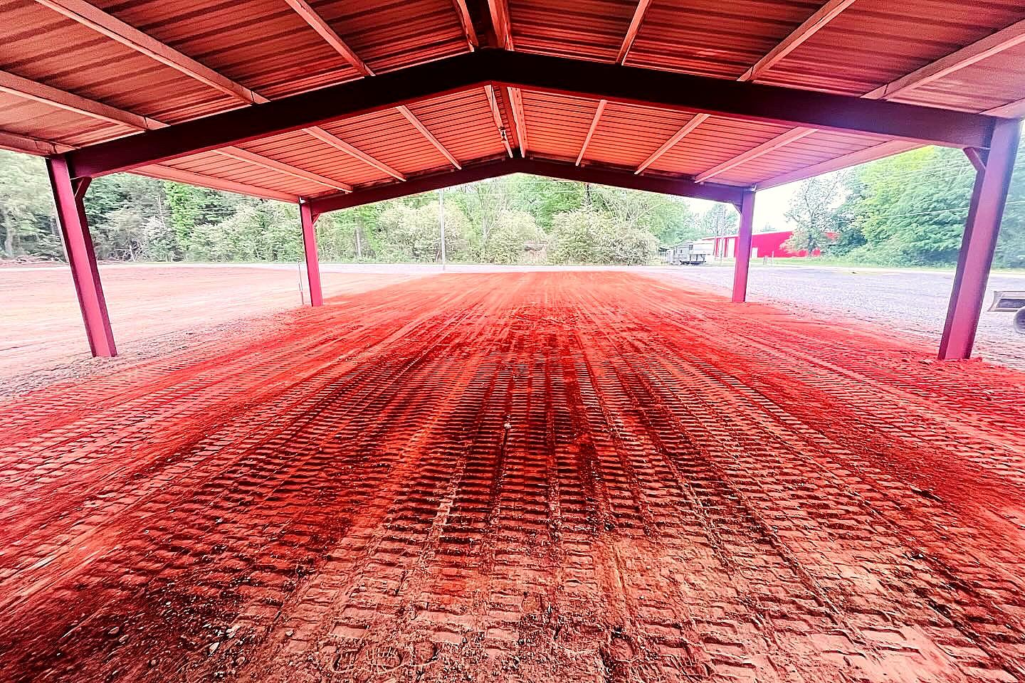 Compacted pad under a new metal pavilion